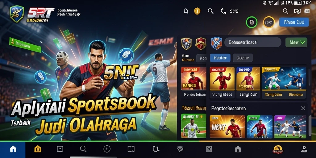 Screenshot gameplay Sportsbook 5RT yang menampilkan pilihan taruhan olahraga.