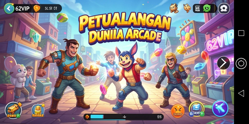 Tangkapan layar 62VIP menunjukkan aksi gameplay Arcade yang seru.