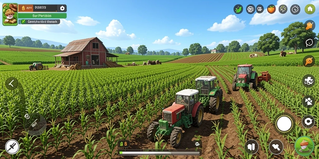 Screenshot gameplay API77 menampilkan kehidupan pertanian yang menyenangkan.