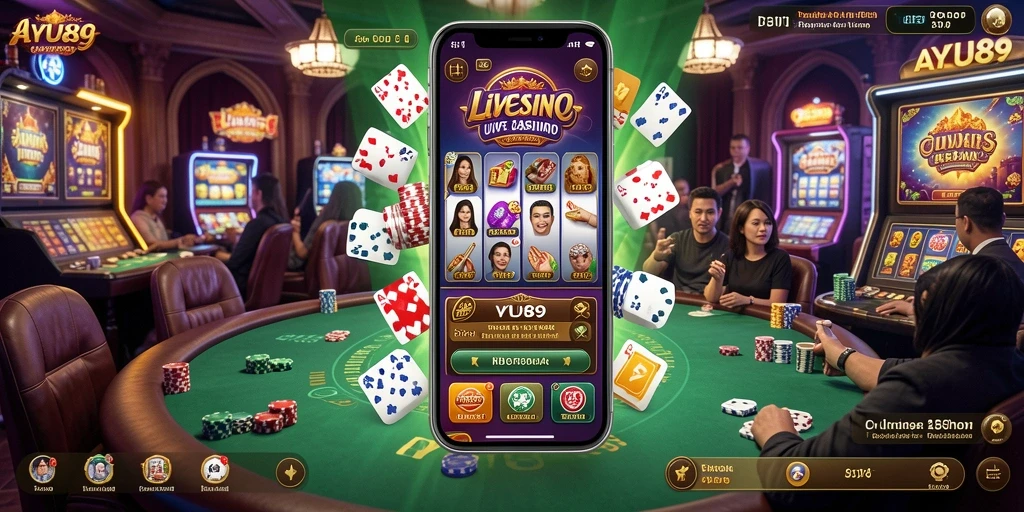 Tampilan gameplay Live Casino AYU89 dengan dealer langsung dan suasana kasino yang nyata.