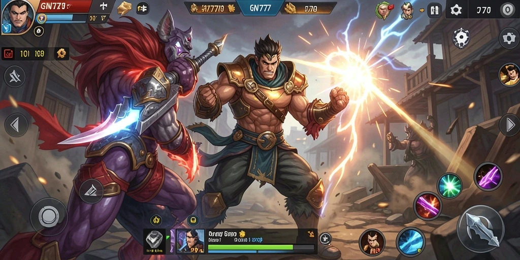 Screenshot gameplay GN777 menunjukkan aksi pertarungan yang intens.