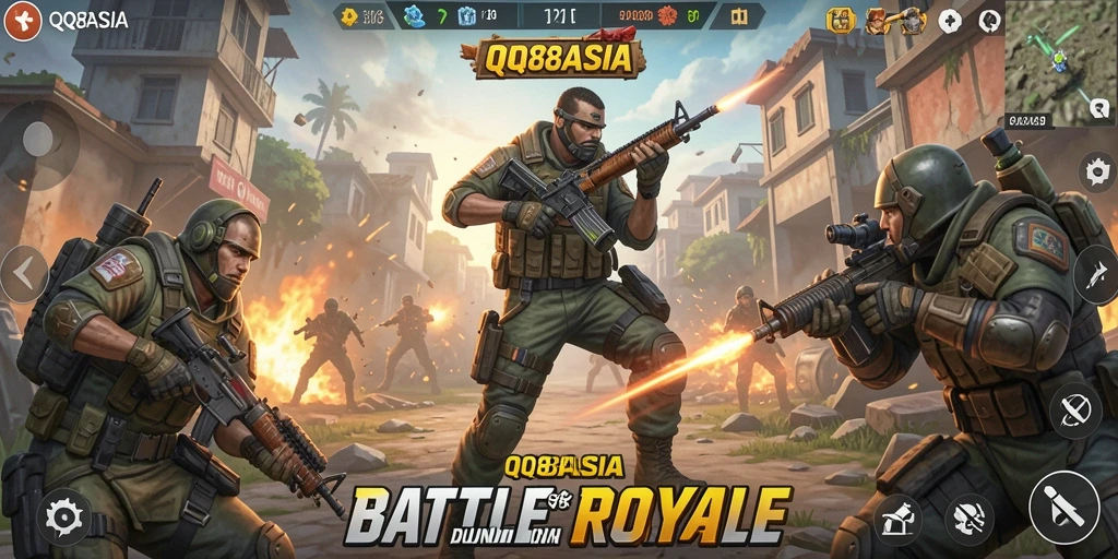 Gameplay intens di arena Battle Royale QQ88ASIA.