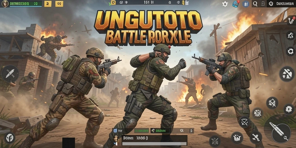 Tampilan penuh aksi gameplay Battle Royale UNGUTOTO yang mendebarkan.